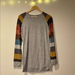 grey tunic stripped sleeves